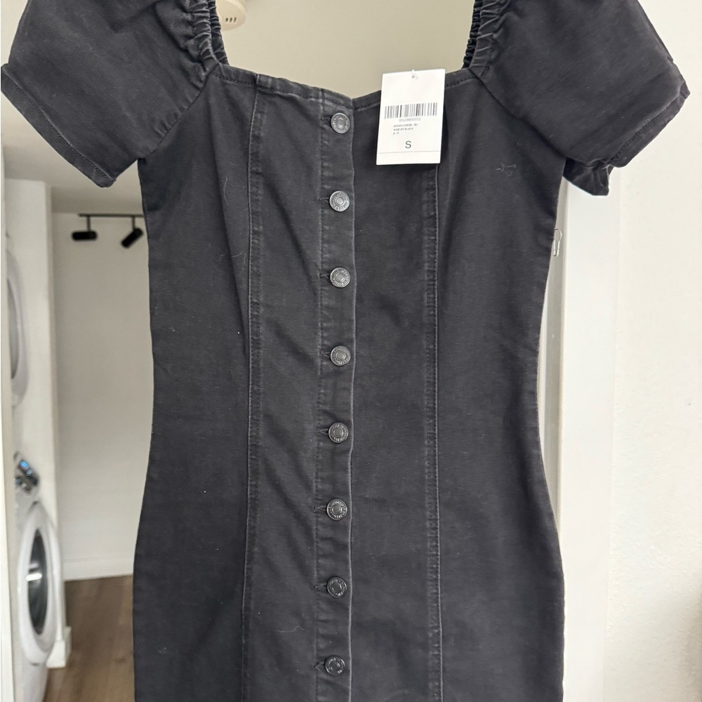 Forever 21 Black Mini Dress with Button Detail - Picture 3 of 4
